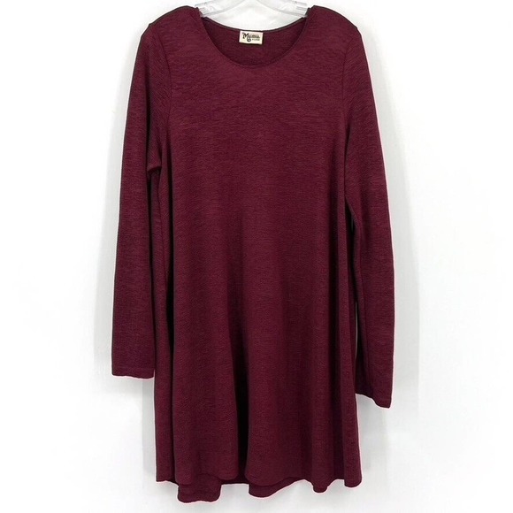 Show Me Your Mumu Womens Toby Tie Textured Swing Dress XL Maroon Burgundy - Picture 3 of 9